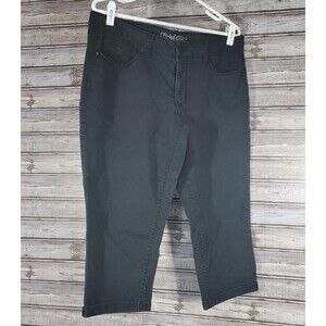 Womens Capri Jeans Black Cuffed Denim Faded Glory Size 14